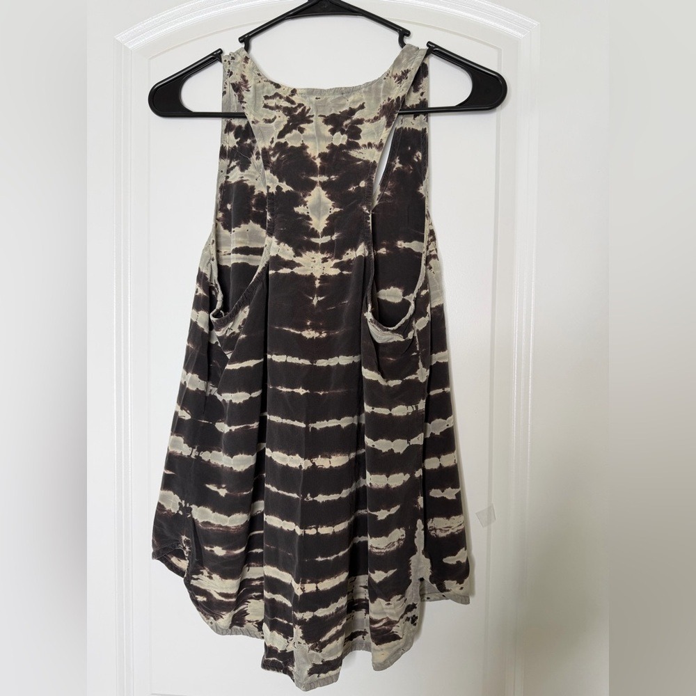 Silk Abstract Print Tank Top Small Boho Festival Flowy Minimalist Gypsy - Picture 3 of 10